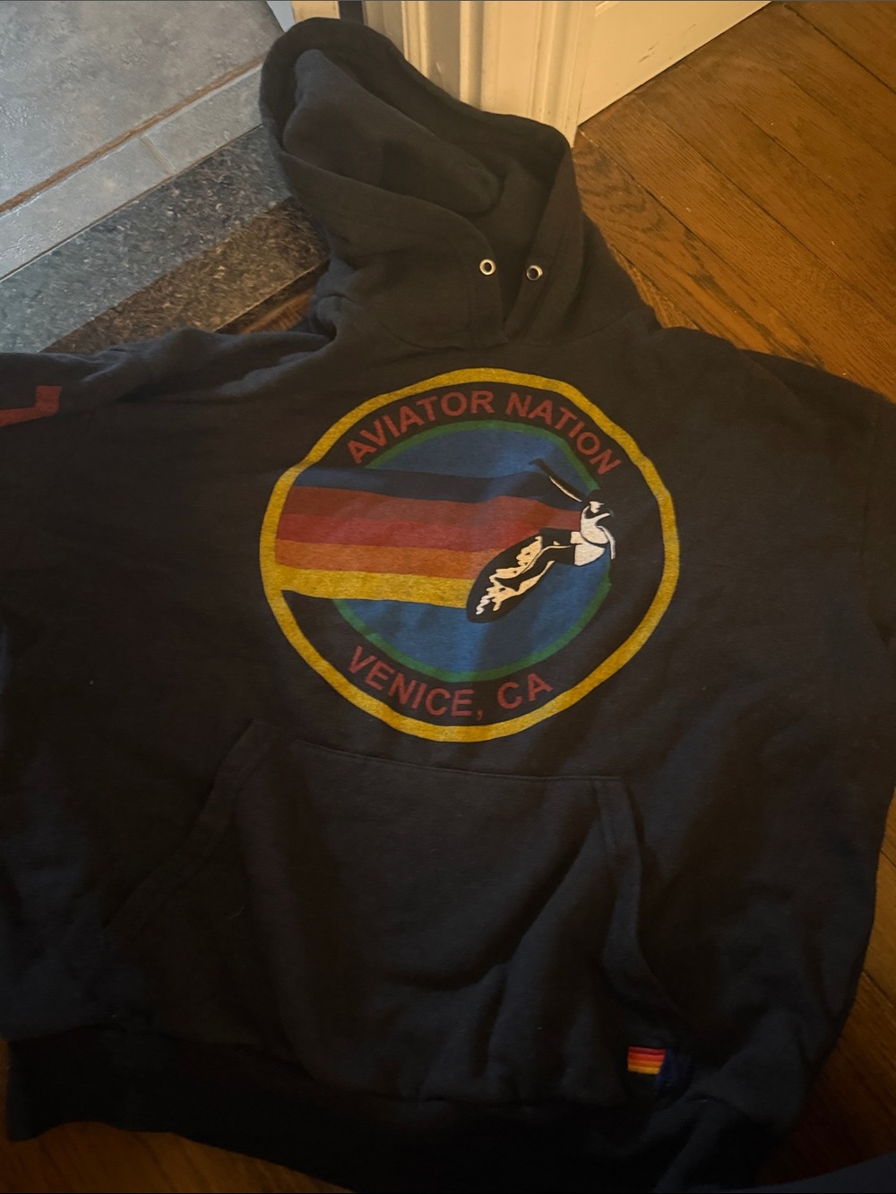 Aviator Nation  black Logo Hoodie - Venice, CA